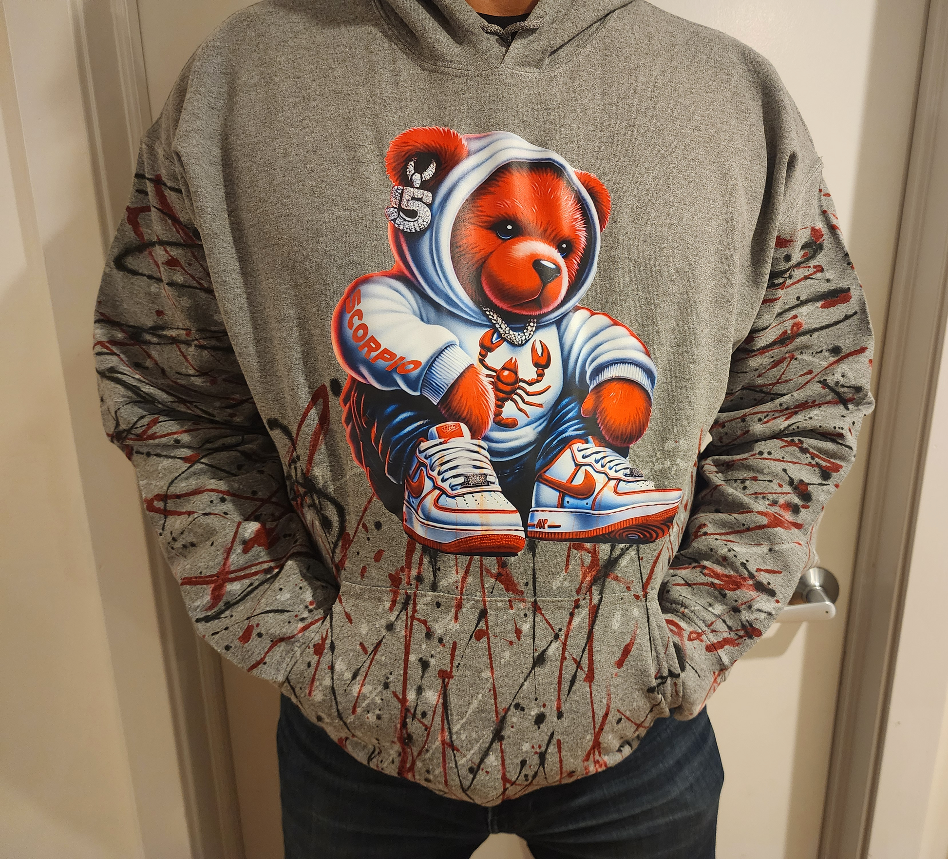 Handpainted Custom Zodiac Teddy Bear Hoodie – Lotus Collective Handpainted Custom Zodiac Teddy Bear Hoodie – Lotus Collective